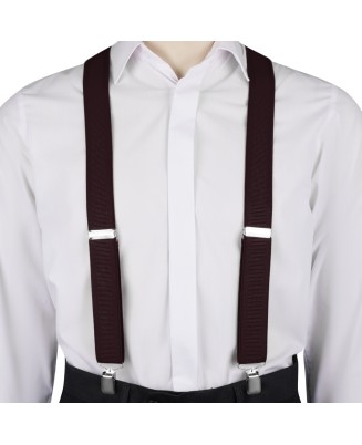 Szelki do spodni męskie eleganckie mocne V brązowe z pudełkiem SZ6