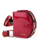Czerwony portfel damski, portfel z lakierowanej skóry naturalnej Julia Rosso F68
