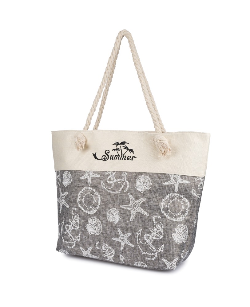 Szara Torba plażowa duża na lato rączki solidna koszyk Tor-760