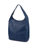 Włoska torebka worek shopperka skóra naturalna granatowa U36