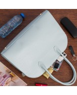 Torebka skórzana damska klasyczna pojemna A4 skóra włoska Beltimore jasno niebieska W21