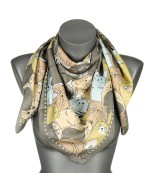 Taupe apaszka damska, lekka, elegancka chusta pod szyję MDB-29