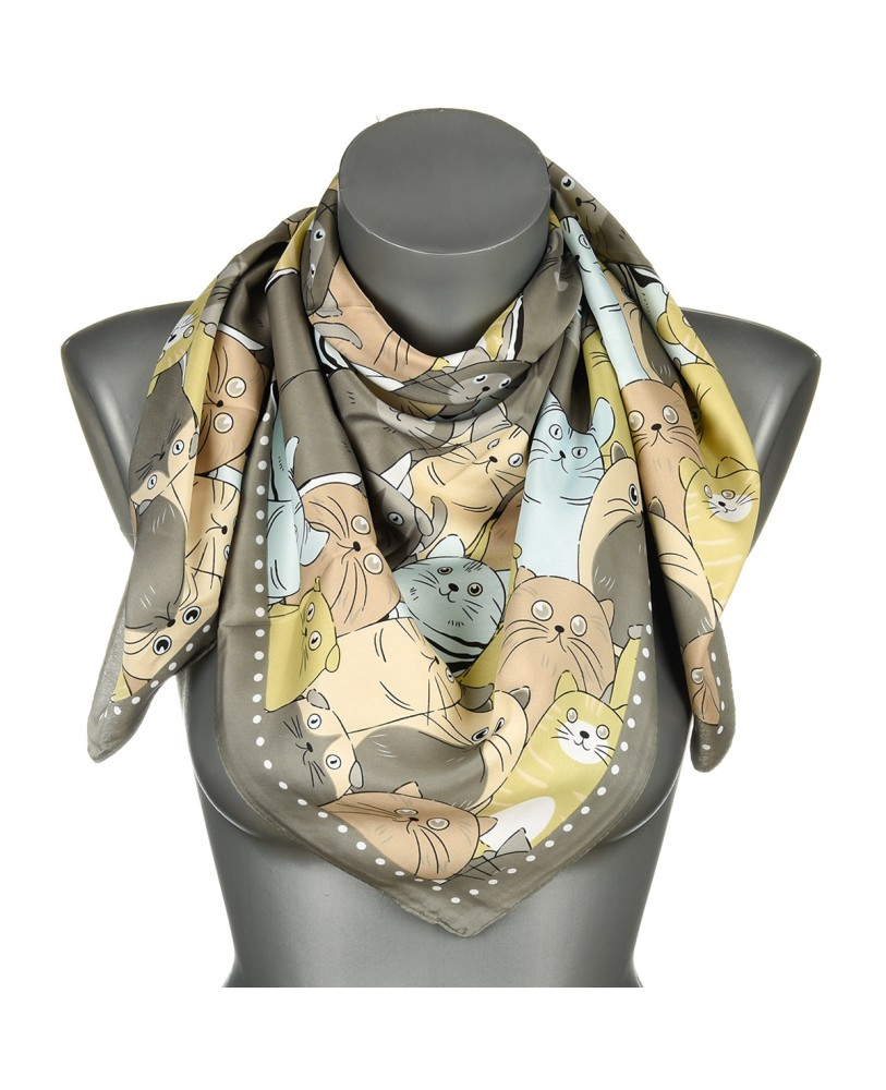 Taupe apaszka damska, lekka, elegancka chusta pod szyję MDB-29