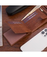 Portfel skórzany męski poziomy klasyczny brązowy RFiD Beltimore D40