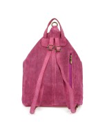 Włoski Stylowy Plecak Damski Skórzany Zamsz A4 purpurowy W14