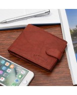 Wisniowy Bag Street Portfel Skórzany Męski poziomy na karty 883