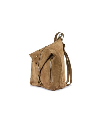 Taupe zamszowy plecak, stylowy włoski plecak damski W14