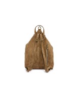 Taupe zamszowy plecak, stylowy włoski plecak damski W14
