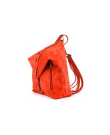 Czerwony zamszowy plecak, stylowy włoski plecak damski W14
