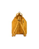 Musztardowy zamszowy plecak, stylowy włoski plecak damski W14
