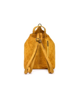 Musztardowy zamszowy plecak, stylowy włoski plecak damski W14