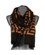 Brązowy Duży Szalik Damski bawełniany ciepły szal oryginalny HAX-117