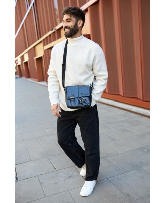 Torba męska skórzana na ramię zgrabna czarna elegancka Beltimore N03