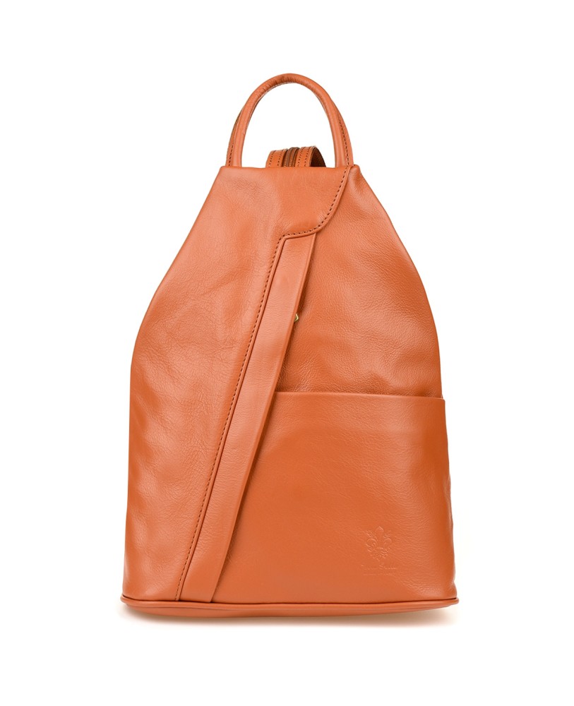 Camelowy skórzany plecak, damska torebka do pracy, włoski plecak ze skóry Vera Pelle T52