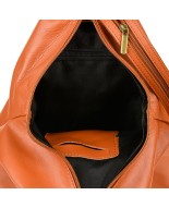 Camelowy skórzany plecak, damska torebka do pracy, włoski plecak ze skóry Vera Pelle T52