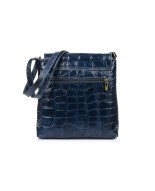 Granatowa damska skórzana włoska listonoszka pionowa klapa B69
