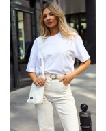 Skórzany damski pasek do spodni 3 cm beżowy skóra naturalna Beltimore U43