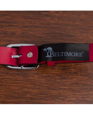Skórzany damski pasek do spodni 3 cm czerwony skóra naturalna Beltimore U51