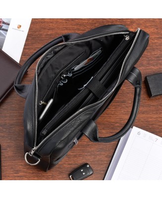 Skórzana torba na laptop duża męska pojemna premium Beltimore czarna J13