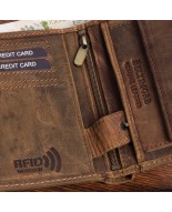 Portfel skórzany męski brązowy nubuk skóra motor RFiD Beltimore R90