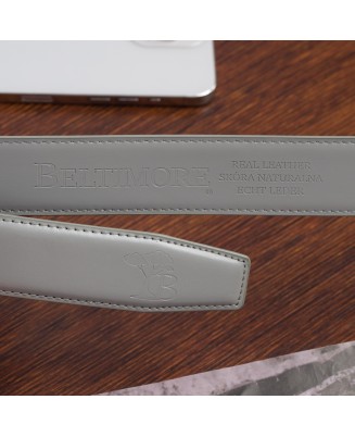 Pasek męski skórzany klamra automatyczna jasno szary Beltimore A44