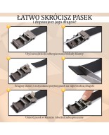 Pasek męski skórzany klamra automatyczna ciemno brązowy Beltimore A51