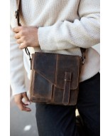 Torba męska skórzana na ramię zgrabna brązowa elegancka Beltimore N10