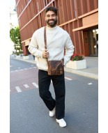 Torba męska skórzana na ramię zgrabna brązowa elegancka Beltimore N10