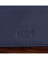 Portfel skórzany męski mały poziomy z flagą granatowy RFiD Beltimore D54
