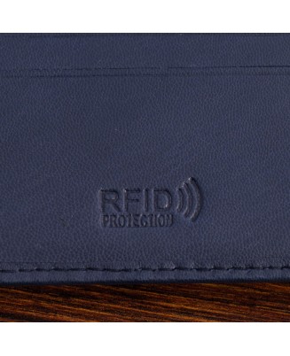 Portfel skórzany męski mały poziomy z flagą granatowy RFiD Beltimore D54