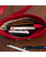 Torebka damska skórzana listonoszka mała premium slim klasyczna czerwona Beltimore L51