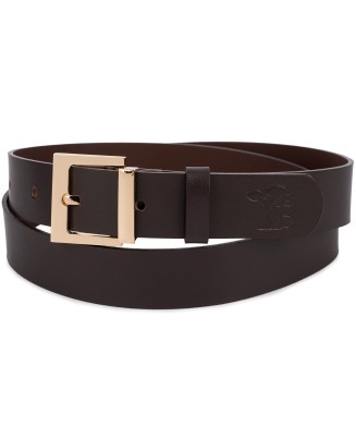 Skórzany pasek damski do spodni sukienki ciemny brąz skóra nat 3 cm Beltimore D73