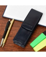 Etui na długopisy pojemne granatowe skórzane Beltimore G91