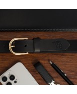 Zestaw prezentowy damski skórzany pasek portfel pudełko premium czerwony Beltimore Z16