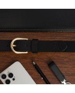 Zestaw prezentowy damski skórzany pasek portfel pudełko premium czerwony Beltimore Z17