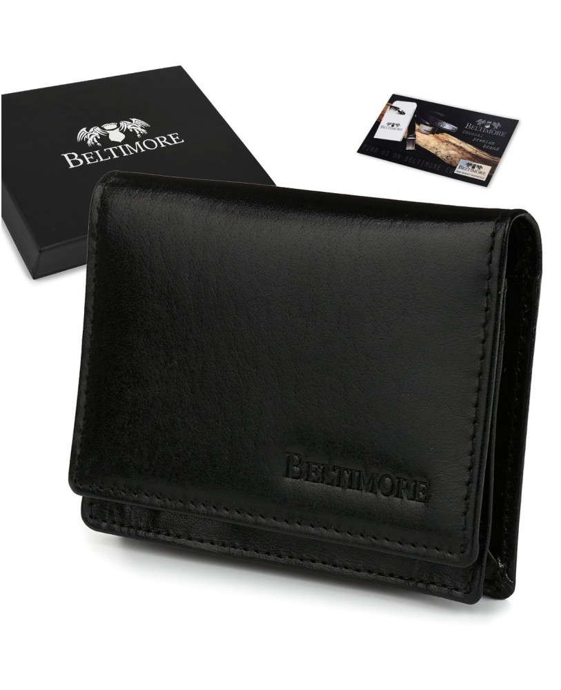 Etui na wizytówki karty czarne skórzane portfel slim Beltimore G94