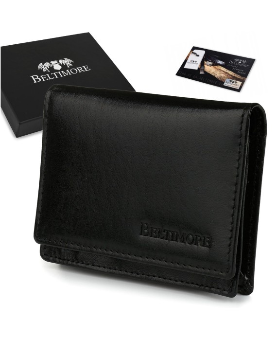 Etui na wizytówki karty czarne skórzane portfel slim Beltimore G94