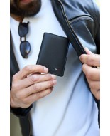 Portfel skórzany męski mały pionowy z flagą czarny RFiD Beltimore D48