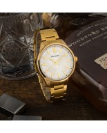 Zegarek męski bransoleta duży solidny złoty glob premium Beltimore BT01