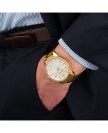 Zegarek męski bransoleta duży solidny złoty glob premium Beltimore BT01