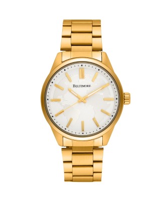Zegarek męski bransoleta duży solidny złoty glob premium Beltimore BT01