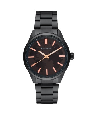 Zegarek męski bransoleta duży solidny czarny glob premium Beltimore BT01