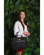 Aktówka torba duża laptopówka korka naturalnego czarna wegańska CorkVillage CV01