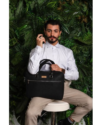 Aktówka torba duża laptopówka korka naturalnego czarna wegańska CorkVillage CV01