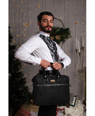Aktówka torba duża laptopówka korka naturalnego czarna wegańska CorkVillage CV01
