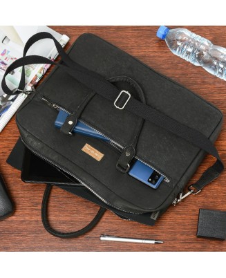Aktówka torba duża laptopówka korka naturalnego czarna wegańska CorkVillage CV01