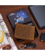 Portfel skórzany zasuwany duży poziomy RFiD nubuk jasny brąz Beltimore H01
