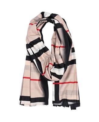 Ecru Piękny elegancki szalik damski szal ciepły modna krata P-