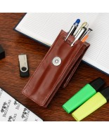 Etui na długopisy pojemne brązowe skórzane Beltimore G91