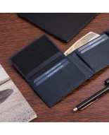 Portfel skórzany męski mały poziomy z flagą granatowy RFiD Beltimore D58